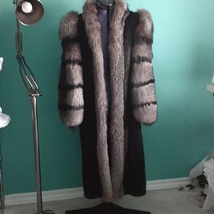 Full length mink/tuxedo trim fox coat
